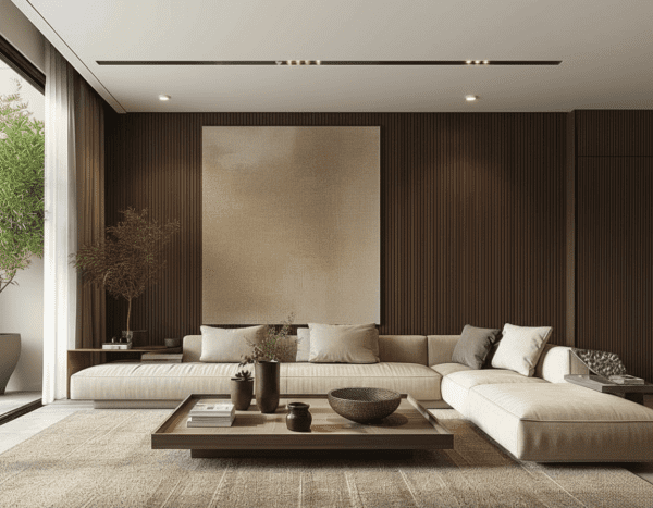 SA001-1 بديل خشب بني داكن بخطوط طولية فاخرة